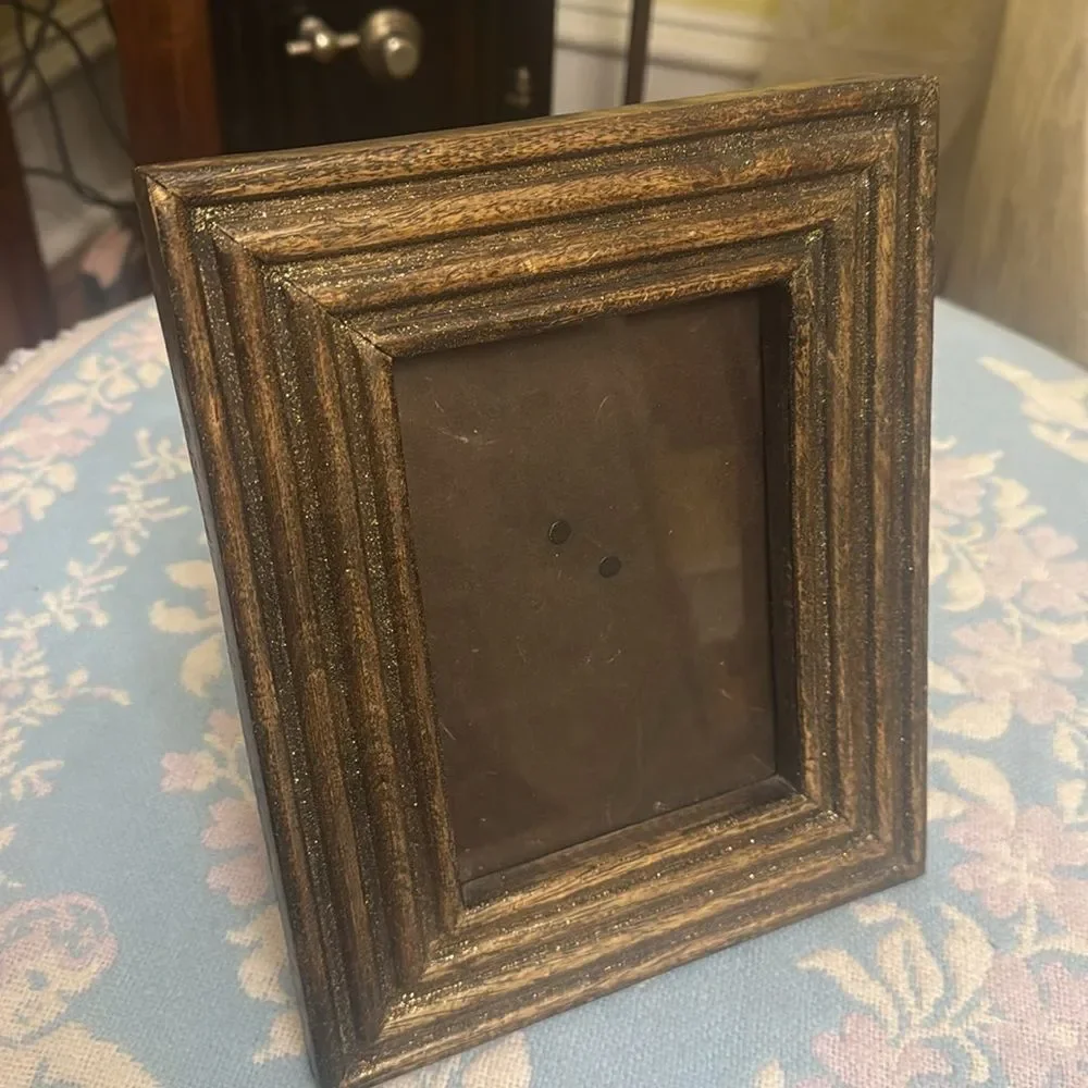 *Cabin-Couture* Rustic Glitter Carved Brown Solid Wood Picture Frame